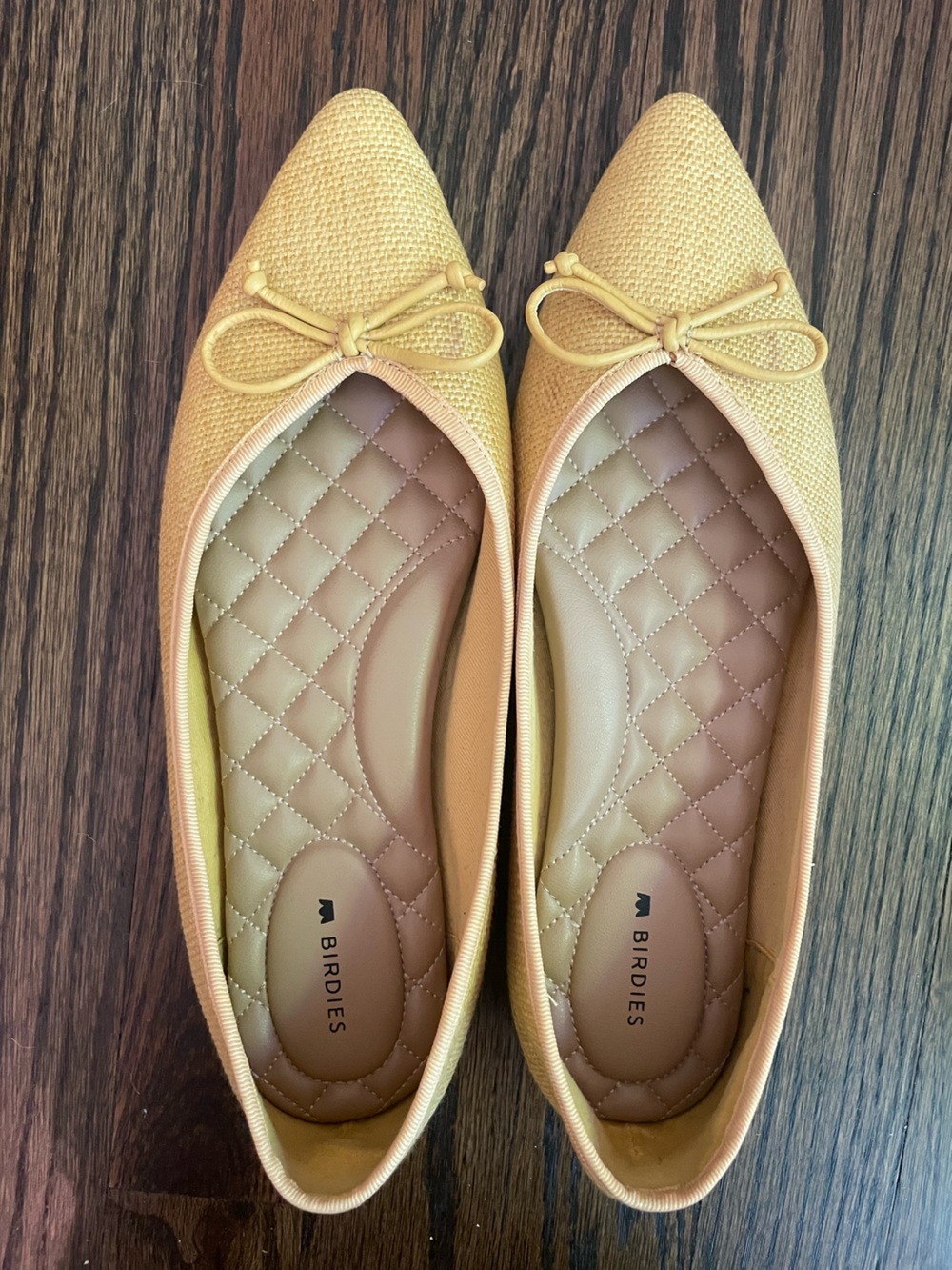 Birdies The Goldfinch Flat Yellow Daffodil Raffia Pointed Toe 7.5